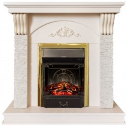 Каминокомплект RealFlame Corfino WT с очагом Majestic Lux Brass S