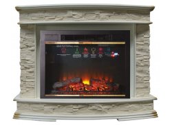Каминокомплект Interflame Памир сланец белый с очагом Sirius 30 LED FX Brass