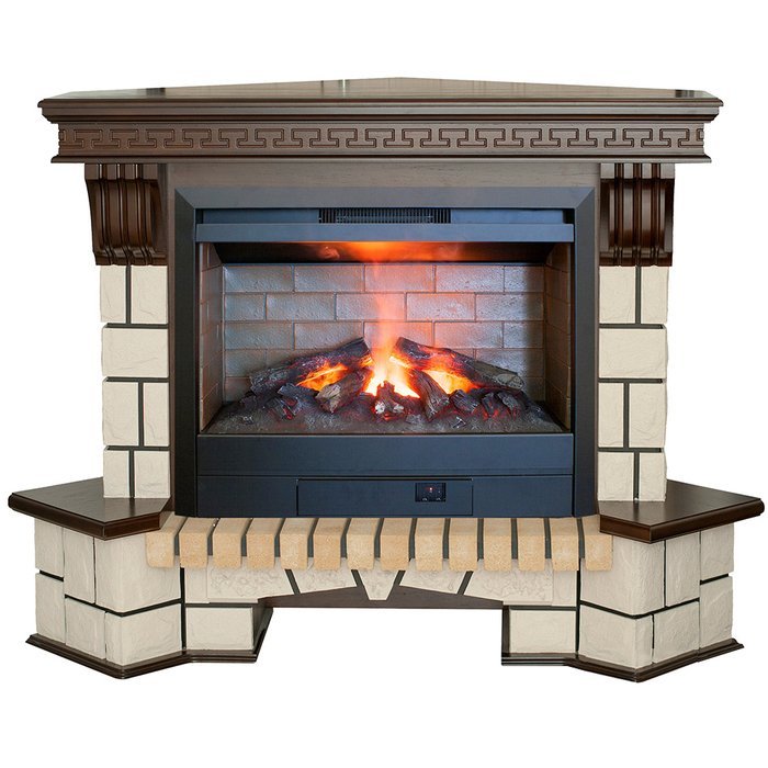 Каминокомплект RealFlame Stone Corner new 26/HL AO (DN) с очагом 3D Helios