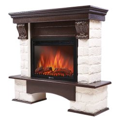 Каминокомплект Firelight Forte Forte 25S с очагом Electrolux EFP/P-2520LS камень белый/шпон темный дуб