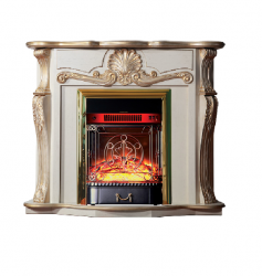 Каминокомплект Interflame Грация с очагом Majestic FX M Brass бежевый с золотой патиной